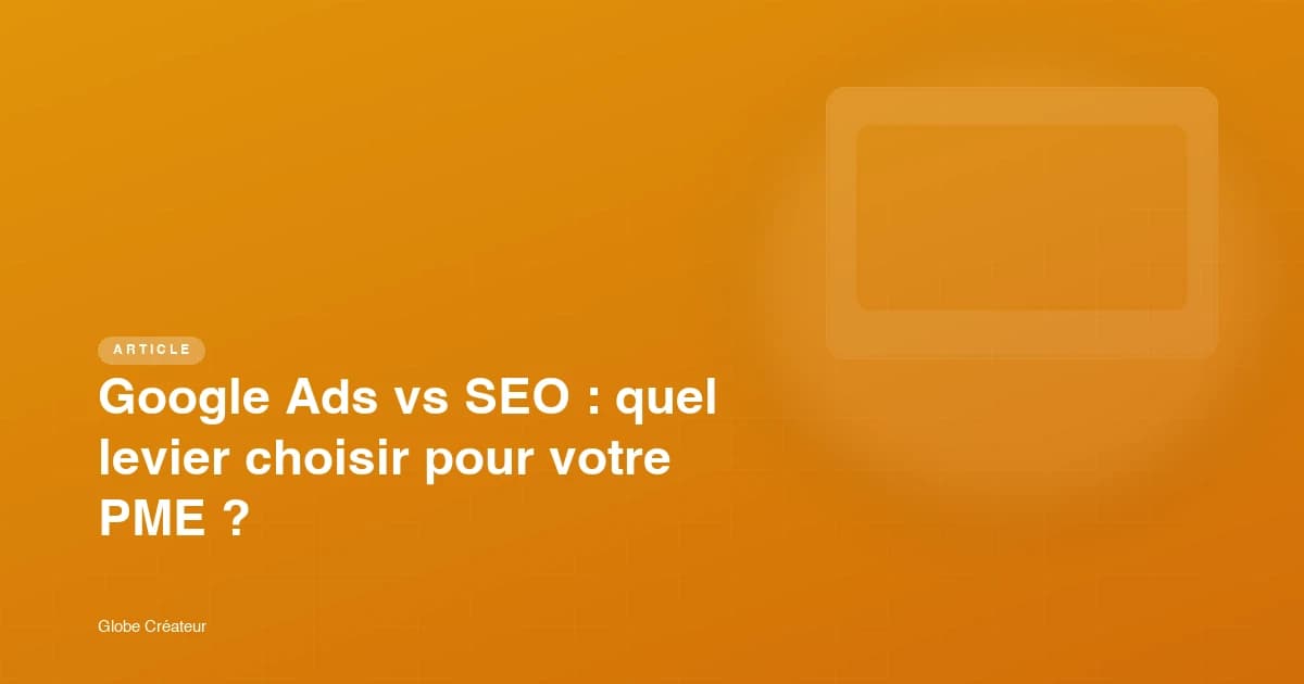 Balance comparant Google Ads et SEO avec des indicateurs de coût et de performance