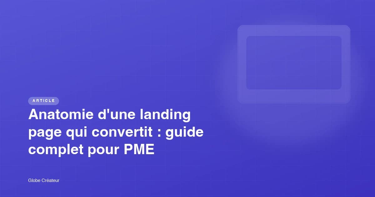 Maquette d'une landing page avec les zones clés annotées : hero, social proof, CTA