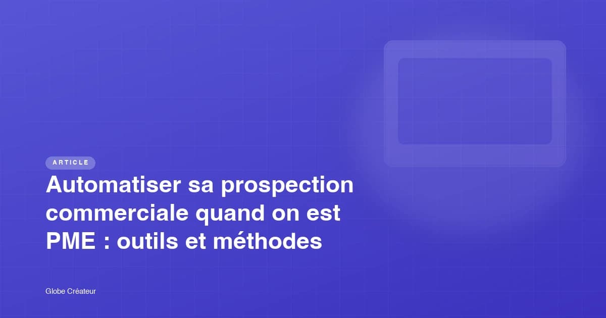 Schéma de workflow automatisé montrant un pipeline de prospection commerciale