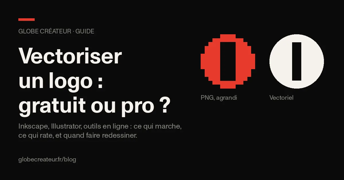 Le même logo en pixels, flou une fois agrandi, et en vecteurs, net à toutes les tailles