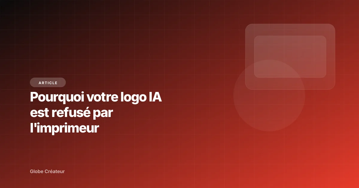 Un logo généré par IA, net à l'écran mais pixelisé une fois agrandi pour l'impression